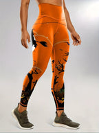 Calças legging de ioga de cintura subida com tema de Halloween
