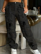 Retro Cargo Pants with Multiple Pockets - MozaWear