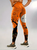Calças legging de ioga de cintura subida com tema de Halloween