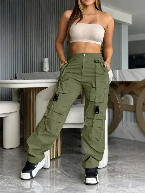 Retro Cargo Pants with Multiple Pockets - MozaWear
