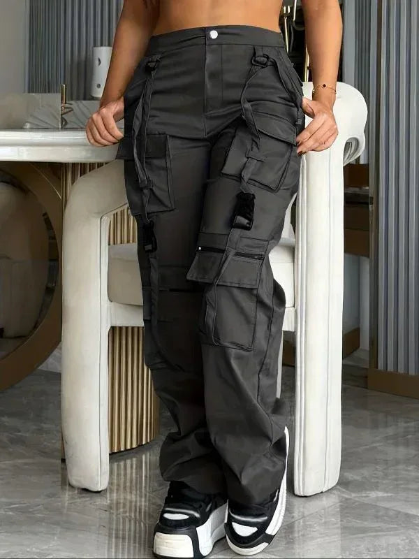 Retro Cargo Pants with Multiple Pockets - MozaWear
