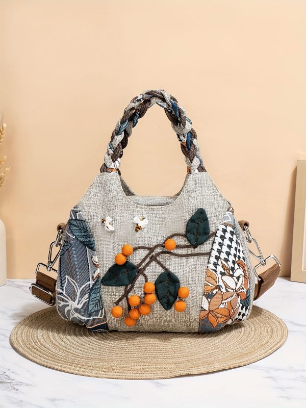 Bolsa de mão estilo boémio com missangas multicoloridas