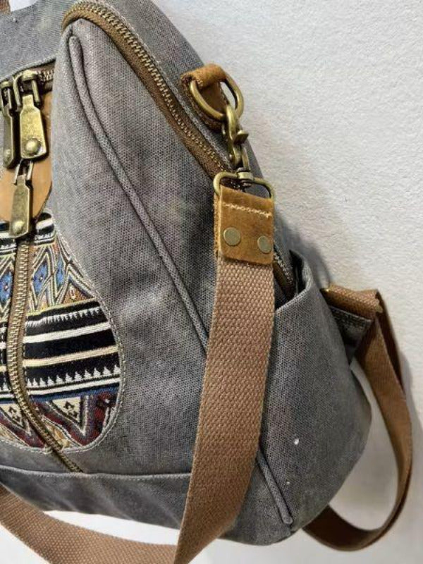 Bohemian Tribal Print Canvas Backpack - MozaWear