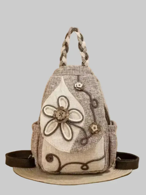 Handwoven Flower Pattern Multifunctional Backpack - MozaWear