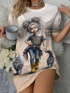 Street Rock Printed Night Dress - MozaWear