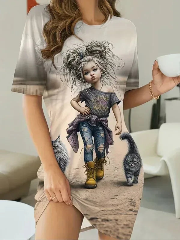 Street Rock Printed Night Dress - MozaWear