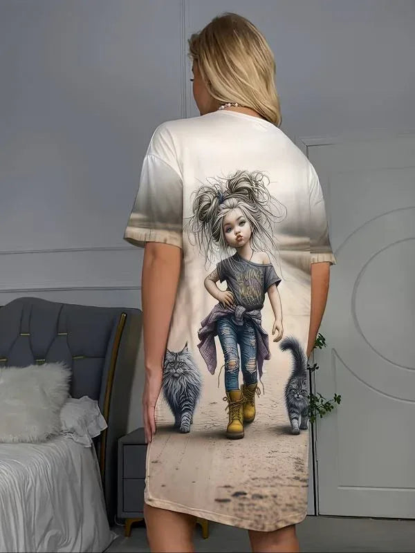 Street Rock Printed Night Dress - MozaWear