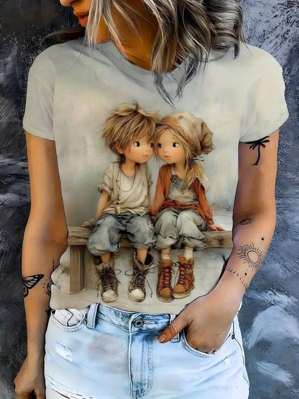 Two cute couple kids t-shirt women - MozaWear