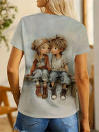 Two cute couple kids t-shirt women - MozaWear