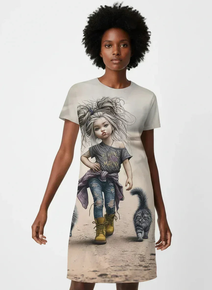 Street Rock Printed Night Dress - MozaWear