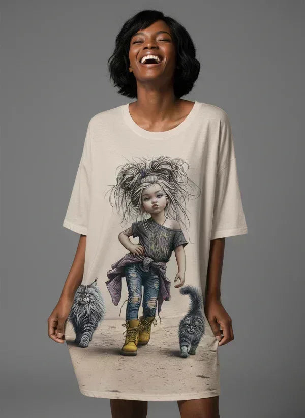 Street Rock Printed Night Dress - MozaWear