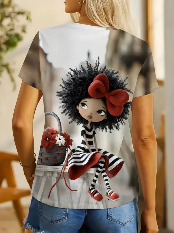 Women'S Casual T-Shirt with Vibrant Comic Art Print - MozaWear