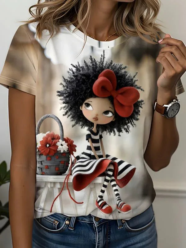 Women'S Casual T-Shirt with Vibrant Comic Art Print - MozaWear