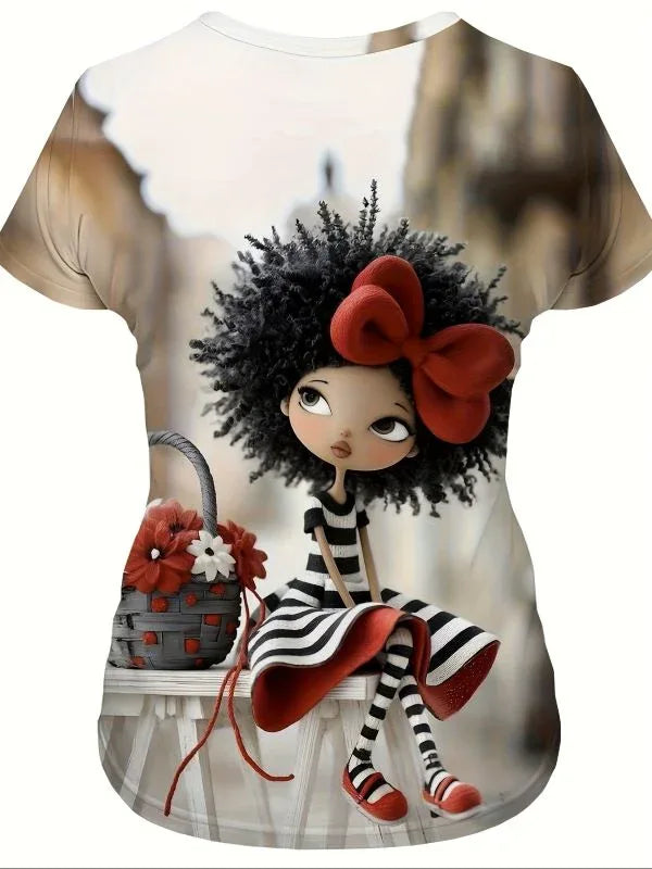 Women'S Casual T-Shirt with Vibrant Comic Art Print - MozaWear