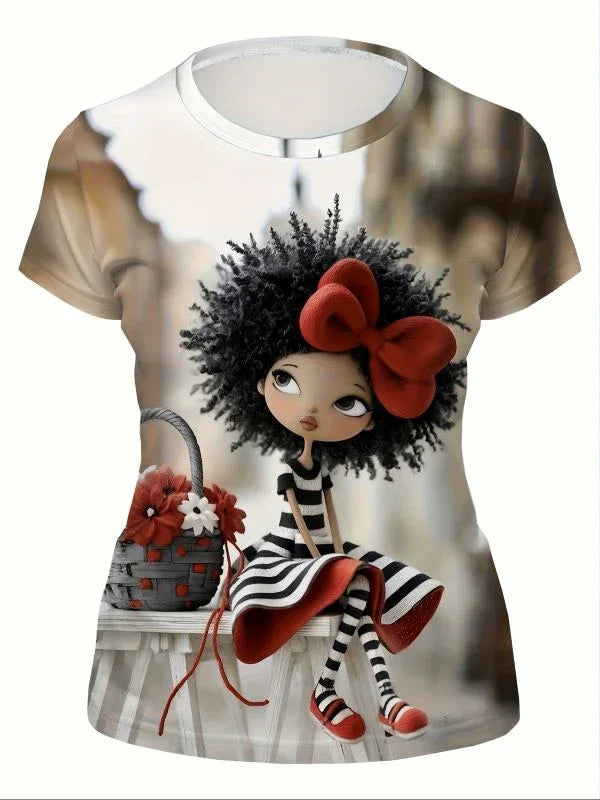 Women'S Casual T-Shirt with Vibrant Comic Art Print - MozaWear