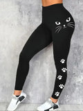 Women'S Leggings black and white cat - MozaWear