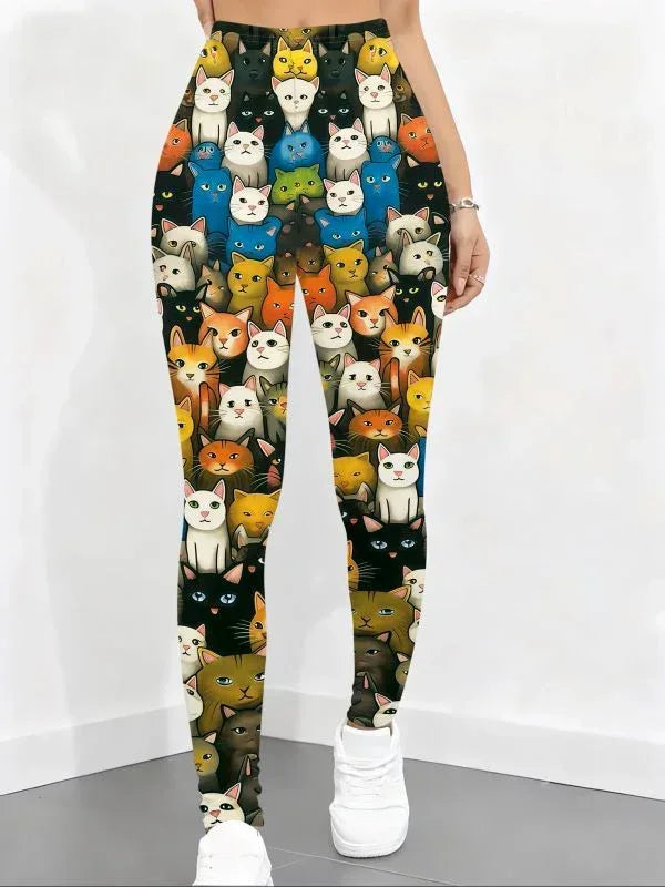 Women'S Ultra-Soft Digital Cat Print Leggings - MozaWear