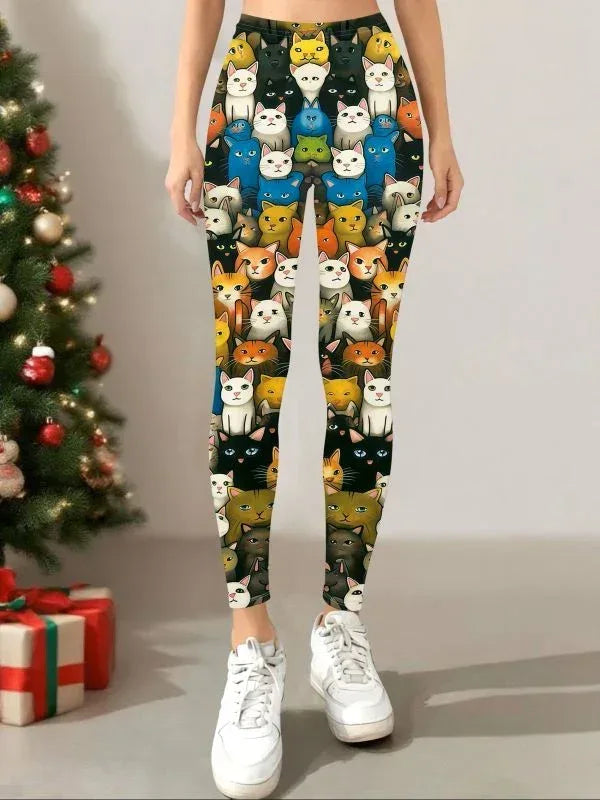 Women'S Ultra-Soft Digital Cat Print Leggings - MozaWear