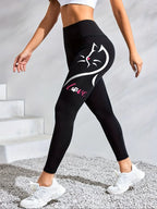 Calça de ioga para mulher com estampado de gatinhos fofos