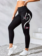 Calça de ioga para mulher com estampado de gatinhos fofos