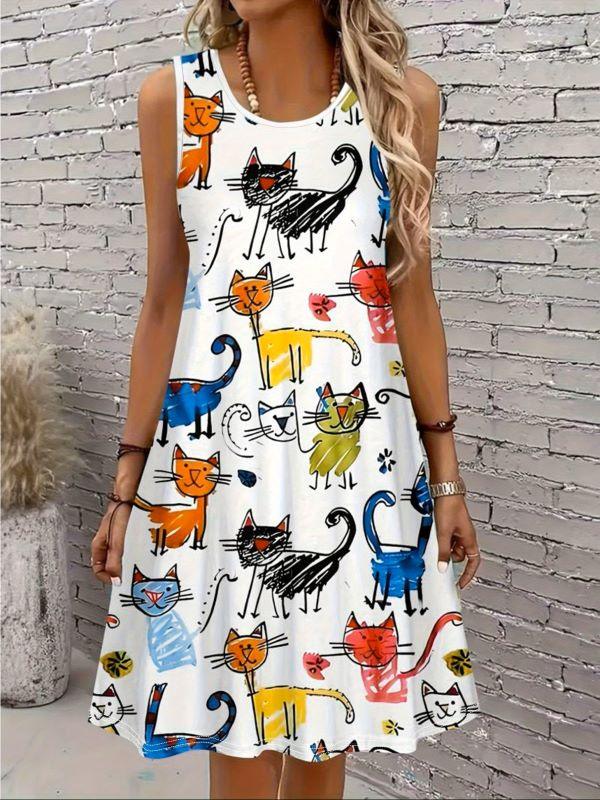 Women's Sleeveless Dress - Playful Everyday & Party Outfit - MozaWear
