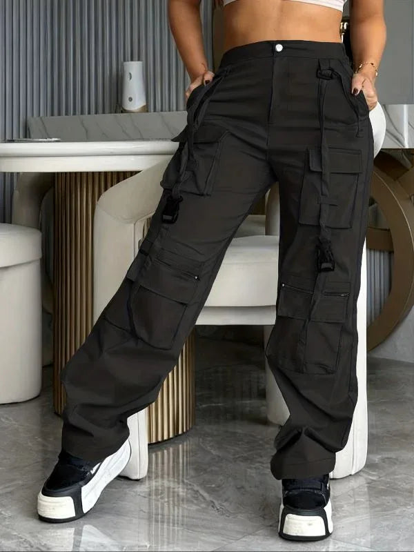 Retro Cargo Pants with Multiple Pockets - MozaWear