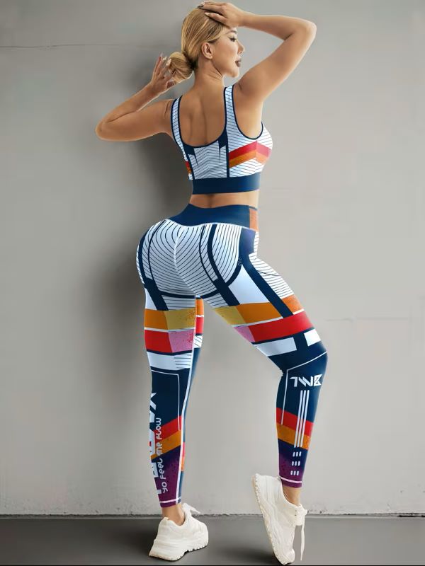 Striped activewear two-piece set - back view
